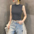 妙朵莎背心女夏季2024新款网红小高领露脐无袖外穿打底上衣潮 果绿色 XL 【111-123斤】