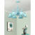花灯罩地中海风格蓝色吊灯简约温馨客厅灯卧室灯餐厅儿童房装饰灯 淡蓝5头+蓝海灯罩