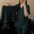 浪莎（LangSha）高级情侣睡衣男女油画条纹夏季短袖短裤宽松可外穿家居服套装 三件套:绿条史努比 女M码(建议75-100斤)