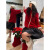 KEMAI柯麦本命年新年红色设计感麻花毛衣新款小众感慵懒风圣诞针织衫女 上衣 S