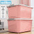 加厚特大号收纳箱塑料衣服整理神器玩具盒子储物筐搬家周转箱MYFS 二个装300#L粉色 带滑轮加厚款