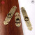 新中式铜抽屉横条拉手单孔圆形仿古衣柜门把手进宝明装铜配件 古铜色(长12cm*宽3.2cm)U型针