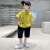 迪士尼（Disney）男童夏季套装男孩衣服夏装棉麻汉服短袖中国风套洋气时髦儿童夏装 黄色 90cm