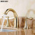 摩豪（Mohao）全铜欧式分体式三孔面盆冷热水龙头卫生间双把浴室 金色