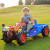新款电动拖拉机儿童可坐人小男孩宝宝手扶双人遥控玩具车四轮汽车 顶配遥控蓝色+皮座+双驱12V大锂 双驱动