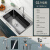 洗菜盆厨房水盆单槽304不锈钢洗菜池加厚洗碗池套装 G16845圆形冷热龙头八件套