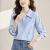 ZBRC2024设计女衬衫通勤OL蓝色条纹衬衣春装感小众穿休闲叠职业 条纹 XL