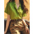 文儒坊轻奢夏装新款时尚薄荷曼波搭配轻薄衬衣女气质感超仙绿色衬衫 绿色 S