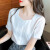 KUSLMI官方品牌雪纺衫女短袖2024年新款夏季韩版宽松小衫白色时尚泡泡袖 西瓜红 XL