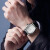 卡罗莱男士手表全自动机械表多功能时尚品牌男表瑞士风格防水商务简约皮 金白