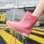 彬单 PVC厚底雨鞋防滑耐磨设计感软面 粉色 39 