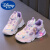 迪士尼（Disney）女童运动鞋爱莎公主鞋2024春夏中童纽扣鞋发光闪灯鞋防滑儿童鞋子 紫色 26码