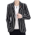 玛萨洛休闲西服男韩版潮流修身条纹小西装男士外套2020新款ins单西礼服 黑色 165/M