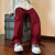 SIJIAN欧美hiphop裤子宽松直筒酒红色工装裤高街男夏季vibe亚比风街舞裤 黑色 XL