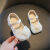 迪士尼（DISNEY）女童公主小皮鞋宝宝学步鞋子2一3岁春季婴儿童软底防滑单鞋小童鞋 米白色 15码_内长_12cm