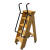 定制可移动双扶手人字梯折叠带轮梯子书架多功能梯凳加厚实木楼梯 6步咖啡色