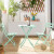 可可象（COCOXO）阳台小桌椅三件套休闲可折叠网红庭院露台奶茶外摆铁艺一茶桌两椅 薄荷绿1（55cm方桌）+2椅