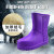 女士雨鞋冬季加绒保暖雨靴中筒防滑水鞋加厚EVA泡沫靴工作鞋 加棉紫色 40.41