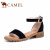 骆驼（CAMEL） 女士 优雅简约牛反绒一字扣带低跟凉鞋 A92515674 黑色 37