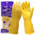 牛筋乳胶手套防水放油耐酸碱橡胶手套耐磨洗衣胶皮手套 10双 黄色加长加厚 M中号女工作用