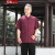 拾福中老年唐装男短袖套装爸爸夏季中国风门襟口袋刺绣薄款两件套男装 酒红衬衫 2XL/185（160-175斤）