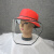 厨房炒菜帽子防护面罩可拆卸防油烟味护脸护头发防飞沫透明防护罩 双面戴光板红黑+面罩 M（56-58cm）