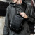ZEROFRON 新款胸包男潮流皮质男士腰包USB充电小背包大容量休闲单肩斜挎包9.7英寸平板包 黑色舒腊纹大胸包+15天包退换+质量三包