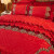 布里诺家纺 天鹅绒床上四件套加绒加厚保暖被套罩夹棉床裙4件套床上用品 皇家风范-大红 1.8x2.2米床四件套被套2.2x2.4米