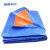 安英卡尔 蓝橘色加厚防雨布  防水防晒遮阳棚布苫布盖布彩条布PE塑料篷布 8*10m A4042