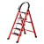 可折叠梯子工程梯 家用梯子折叠梯加厚多功能楼梯伸缩室内 升级安全卡扣加厚红色碳钢四步