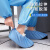 布鞋套防滑底学生微机房实验室无尘车间男女脚套反复使用洗 竖条一体式无底天蓝 2双 XL