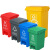 KZcc-149 手按脚踏办公垃圾袋桶 双开盖多功能分类连体塑料垃圾 红色 有害垃圾