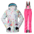 Gsou SNOW滑雪服套装女款双单板保暖透气雪服户外防水加厚冬季滑雪衣裤套装 1410-018上衣+1520-7玫粉裤 XS(160-165cm/45-55kg)