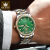 欧利时瑞士认证品牌手表新款手表 男 防水男士手表 双日历带夜光腕表 简约气质镶钻男表  钢带间绿色男表