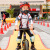 夏季儿童长袖骑行服自行车衣服轮滑服平衡车比赛骑行服套装男女 儿童款捷克长套装 XL
