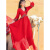 辉客映上草原青海湖旅游裙子沙滩裙女西藏新疆超仙沙漠拍照连衣裙 红色 s