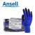 ANSELL 11-618 掌部PU深蓝色尼龙割黑色涂层轻型防护耐磨耐用工作手套12付 10# XL码