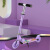 蒂米妮铝合金儿童滑板车3-8-11岁折叠闪光两二轮宝宝平衡滑行踏板车 卡通紫(3-9岁)