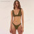 宸芃新款bikini泳衣欧美性感聚拢纯色分体比基尼游泳装女 荧光绿 M