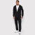 阿玛尼（ARMANI）男士棉质运动套装 EA7徽标logo休闲卫衣卫裤套装 时尚大牌男装 黑色（1200） S码