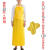 黄色白色防水防油耐酸碱PVC无袖工作耐磨围裙食品厂围腰工业围裙 黄色中厚版+黄色套袖