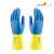 代尔塔（DELTAPLUS）201330乳胶防化手套 适用于生物实验室、畜牧业、养殖业 蓝黄色 9码