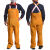 牛皮电焊工防护服烧焊工作服焊接隔热防烫保护衣黄色衣 黄色背带裤 XXXL