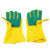 金诗洛 KSL127 乳胶百洁布手套 复合海绵清洁劳保手套 黄右手百洁