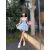 STiannn_shim2024夏季新款抹胸连衣裙短款气质减龄高腰显瘦鱼骨裙子设计感 蓝色带胸垫 L