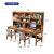 中伟（ZHONGWEI）实木书桌书架一体电脑桌家用办公桌抽屉写字台学习桌原木色1.6米