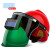 定制安全帽电焊面罩防护罩脸部头戴式全自动变光焊帽烧焊氩弧焊工 小视野+红色安全帽+10个保护片