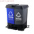 双色分类垃圾桶饭店办公可回收带盖脚踏带内桶新国标大号 16L双蓝可回收+红有害国标