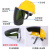安全帽面屏电焊工面罩全脸防护防飞溅打磨化工透明面具头戴式焊帽 黄色安全帽+(黑色面屏1套)