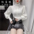 (透气)的针织衣女士毛衣2021年秋季新款韩版高领泡泡长袖上衣轻熟港风针织打底衫. 白色 均码